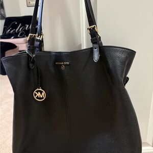 Michael Kors Black Leather Handbag with Gold Accents